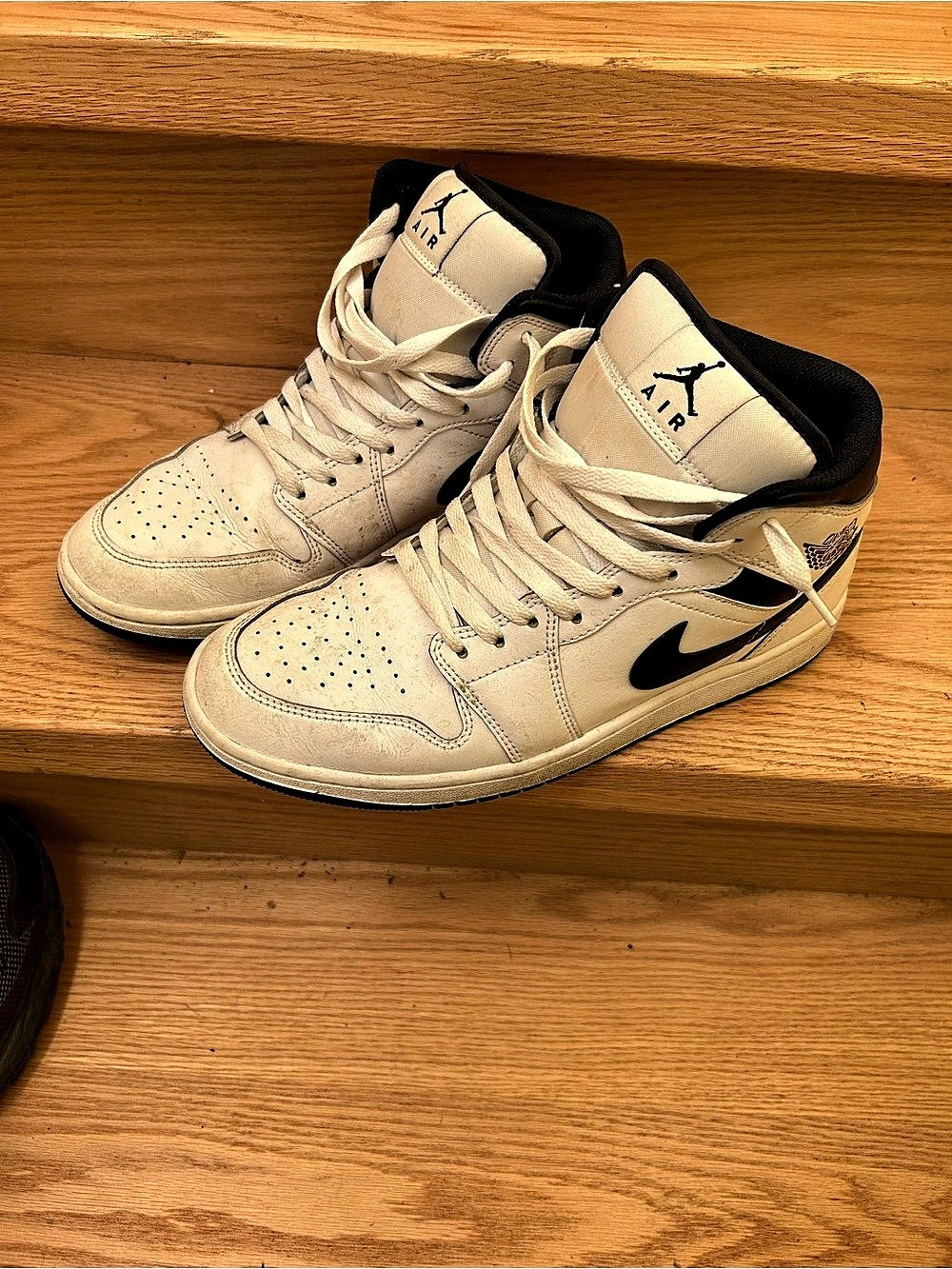 Nike Air Jordan 1 High Top Sneakers in Cream & Black